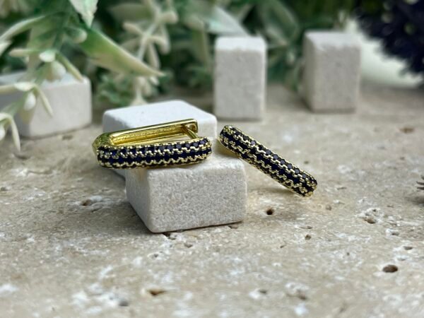 Gold Lacivert Veloura Eclipse Küpe