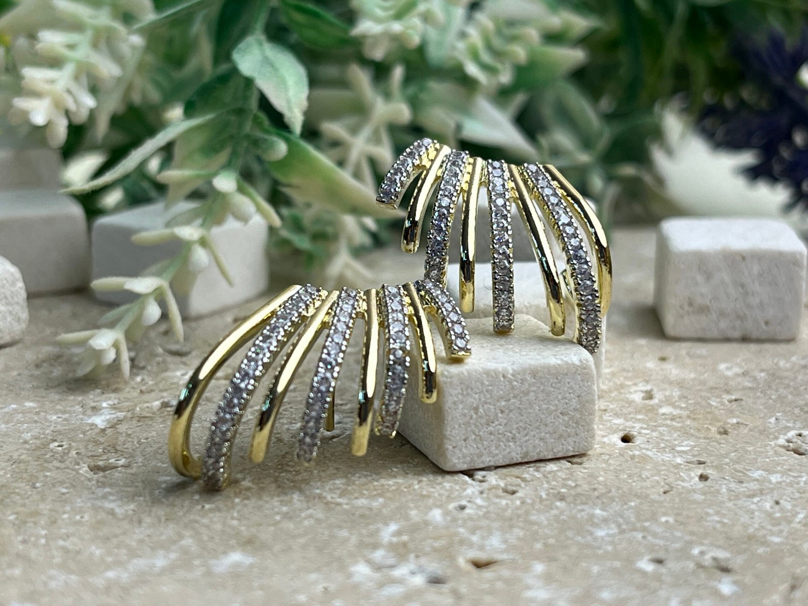 Golden Radiant Arc Küpe - CYER0033