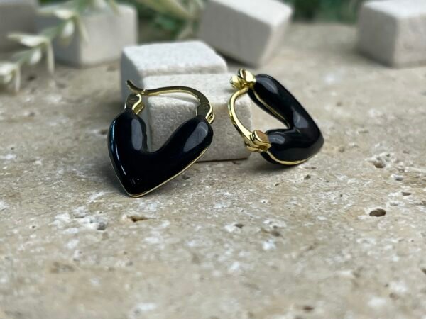 Gold Siyah Heart of Dawn Küpe